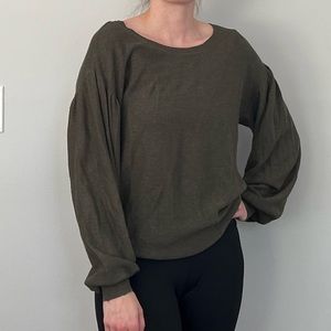 American Eagle Green Knit Balloon Sleeve sweater